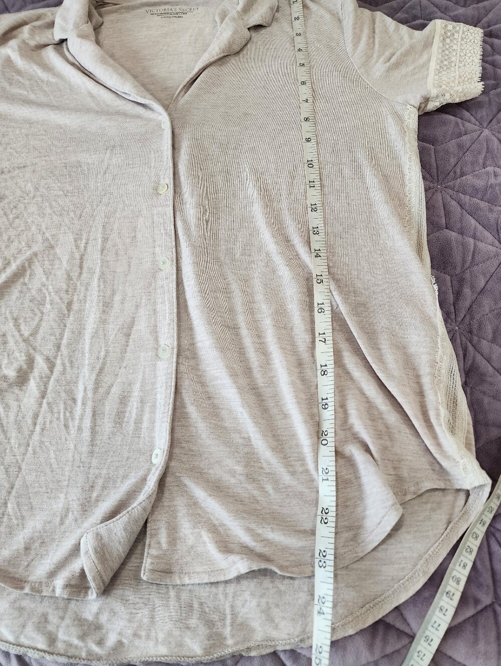 Victoria's Secret Super Soft Modal Lace Trim Pajama Set Cream Beige Small - Picture 8 of 16